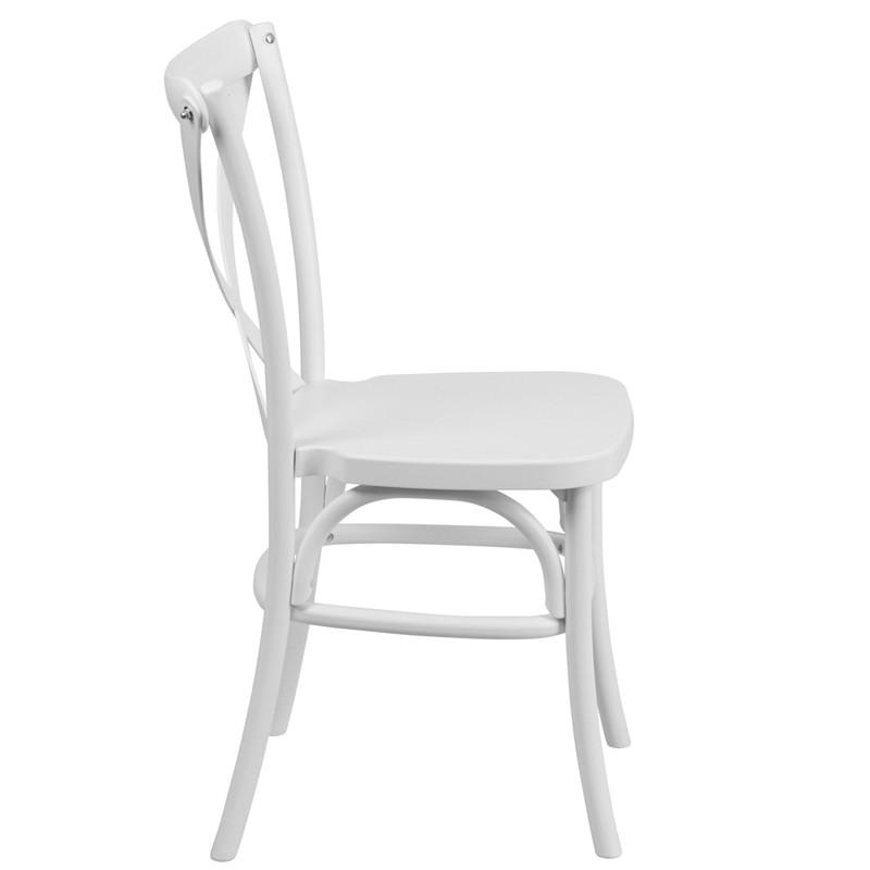 Flash Furniture Hercules Series Resin Indoor-Outdoor Cross Back Chair With Steel Inner Leg