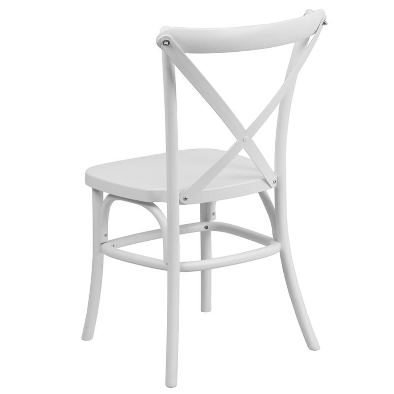 Flash Furniture Hercules Series Resin Indoor-Outdoor Cross Back Chair With Steel Inner Leg