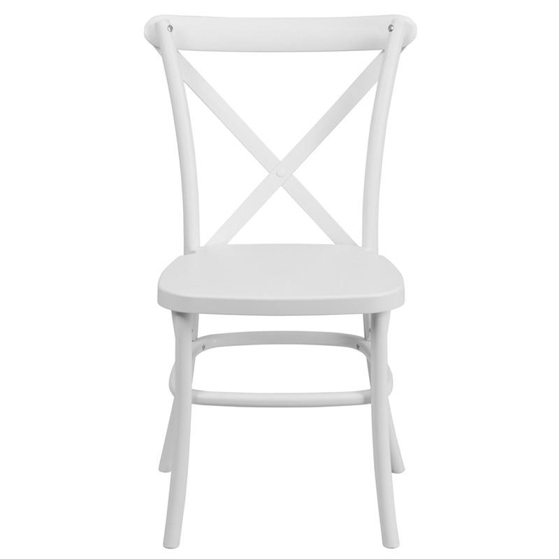 Flash Furniture Hercules Series Resin Indoor-Outdoor Cross Back Chair With Steel Inner Leg