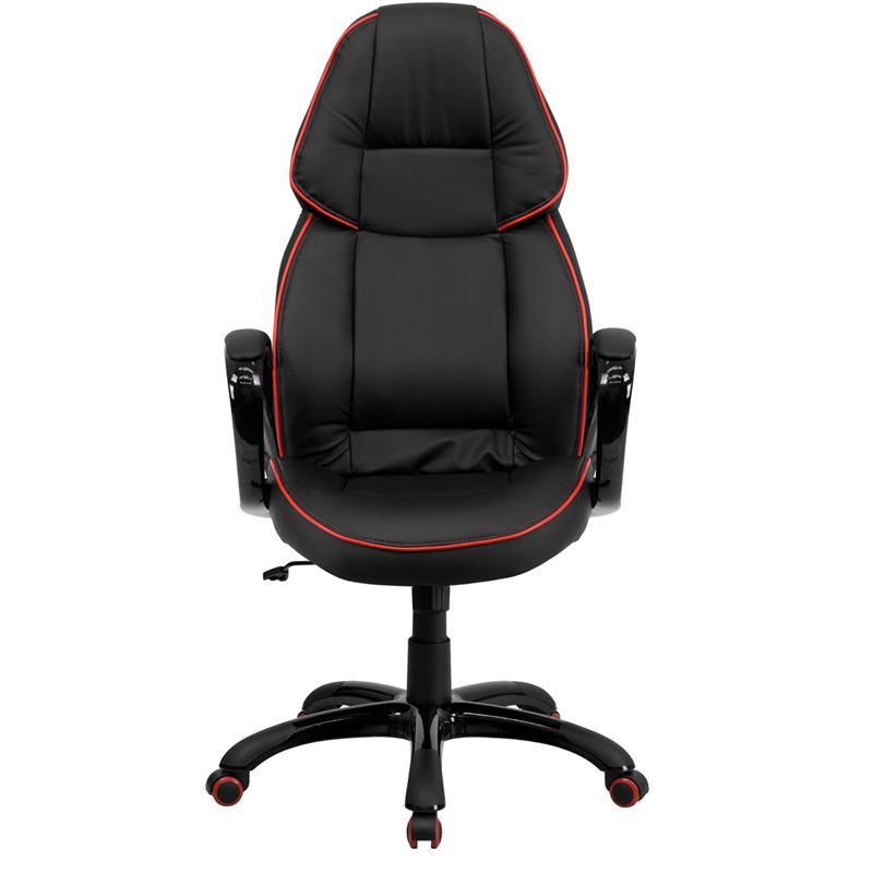 Flash Furniture High Back Black Vinyl Executive Swivel Office Chair With Red Pipeline Border