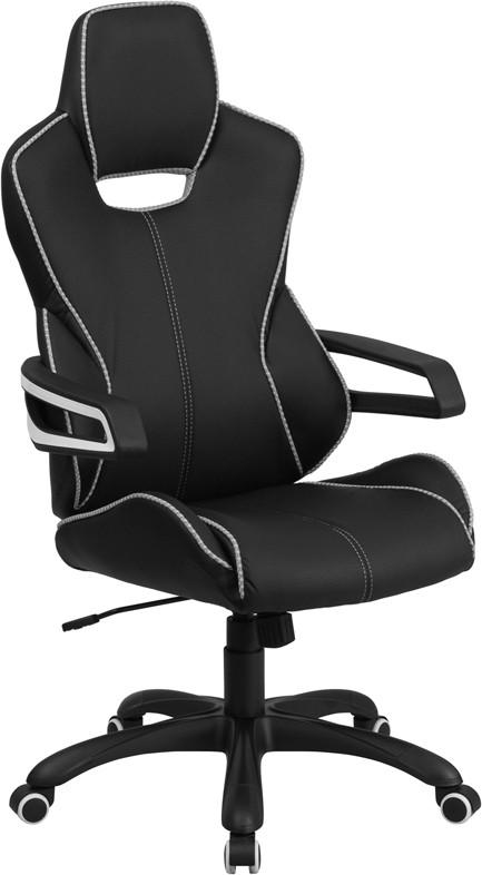 Flash Furniture High Back Black Vinyl Executive Swivel Office Chair With White Trim