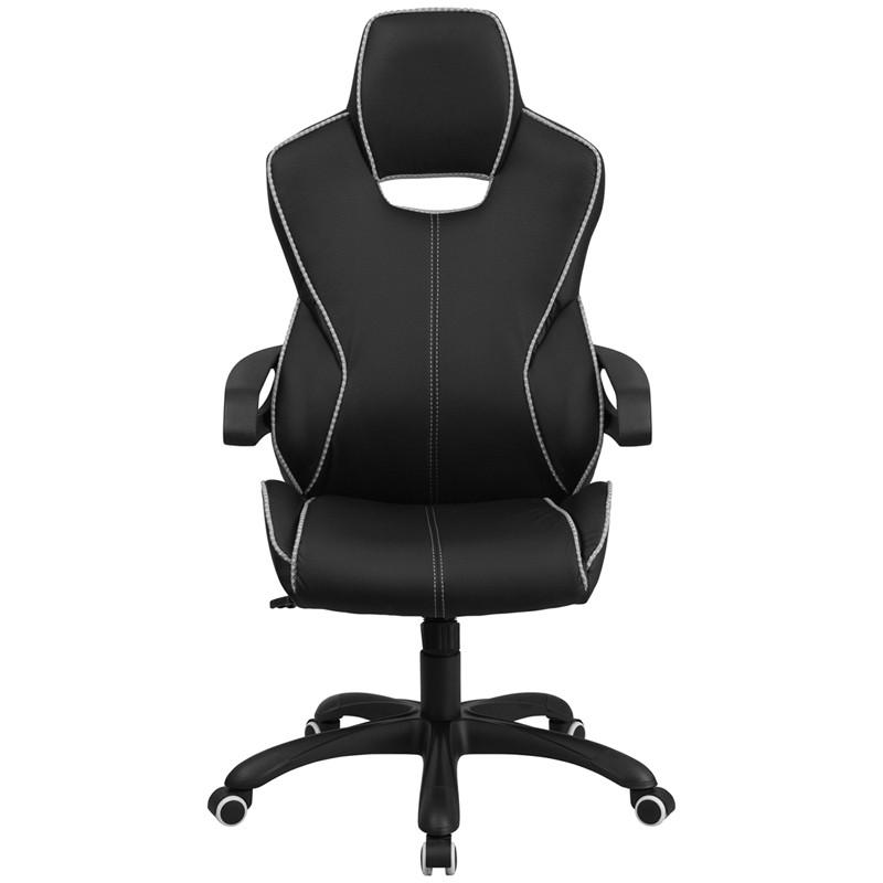 Flash Furniture High Back Black Vinyl Executive Swivel Office Chair With White Trim