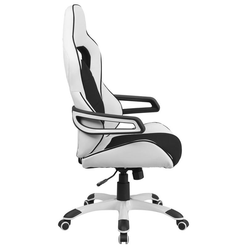 Flash Furniture High Back White Vinyl Executive Swivel Office Chair With Black Fabric Inserts