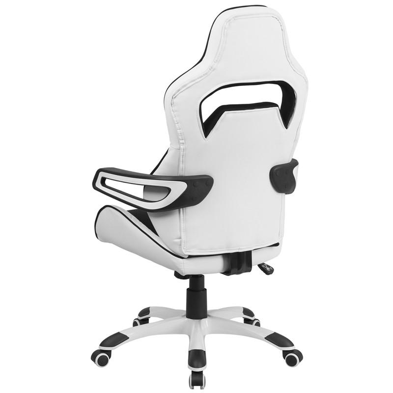 Flash Furniture High Back White Vinyl Executive Swivel Office Chair With Black Fabric Inserts