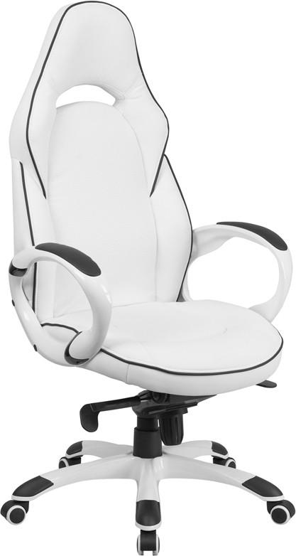 Flash Furniture High Back White Vinyl Executive Swivel Office Chair With Black Trim