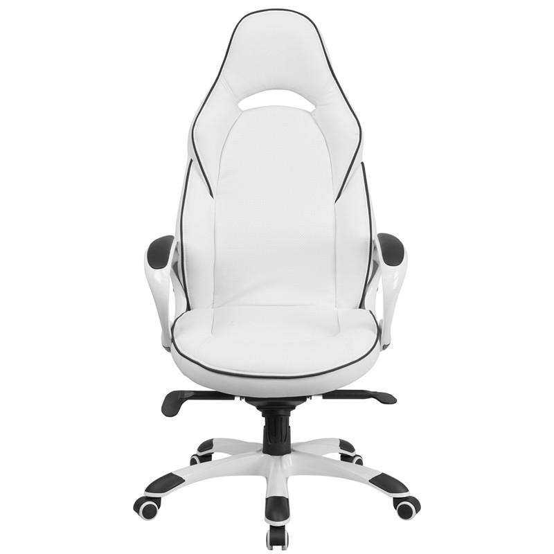 Flash Furniture High Back White Vinyl Executive Swivel Office Chair With Black Trim