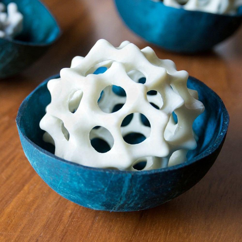 Gold Leaf Design Group Coconut Shell With Pollen Sculpture - Set Of 6