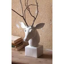 Kalalou Table-Top Ceramic Deer Head - White