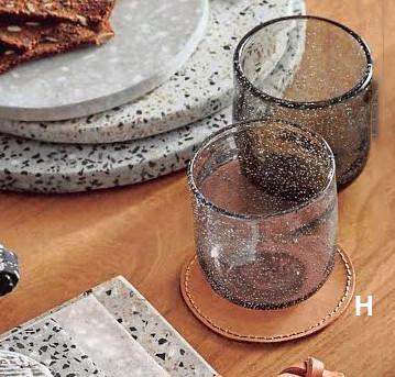 Roost Geometric Leather Coaster - Set Of 12