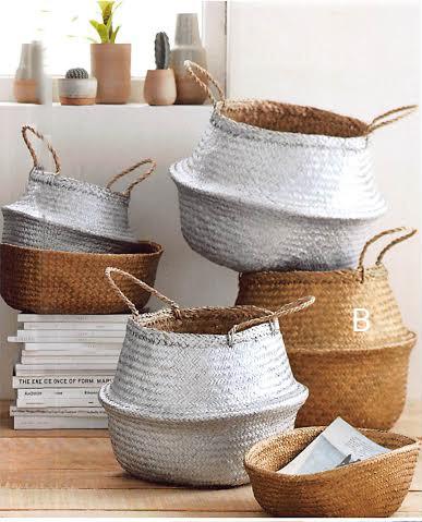 Roost Metaliic Seagrass Convertible Baskets - 3Pcs/Set Of 2