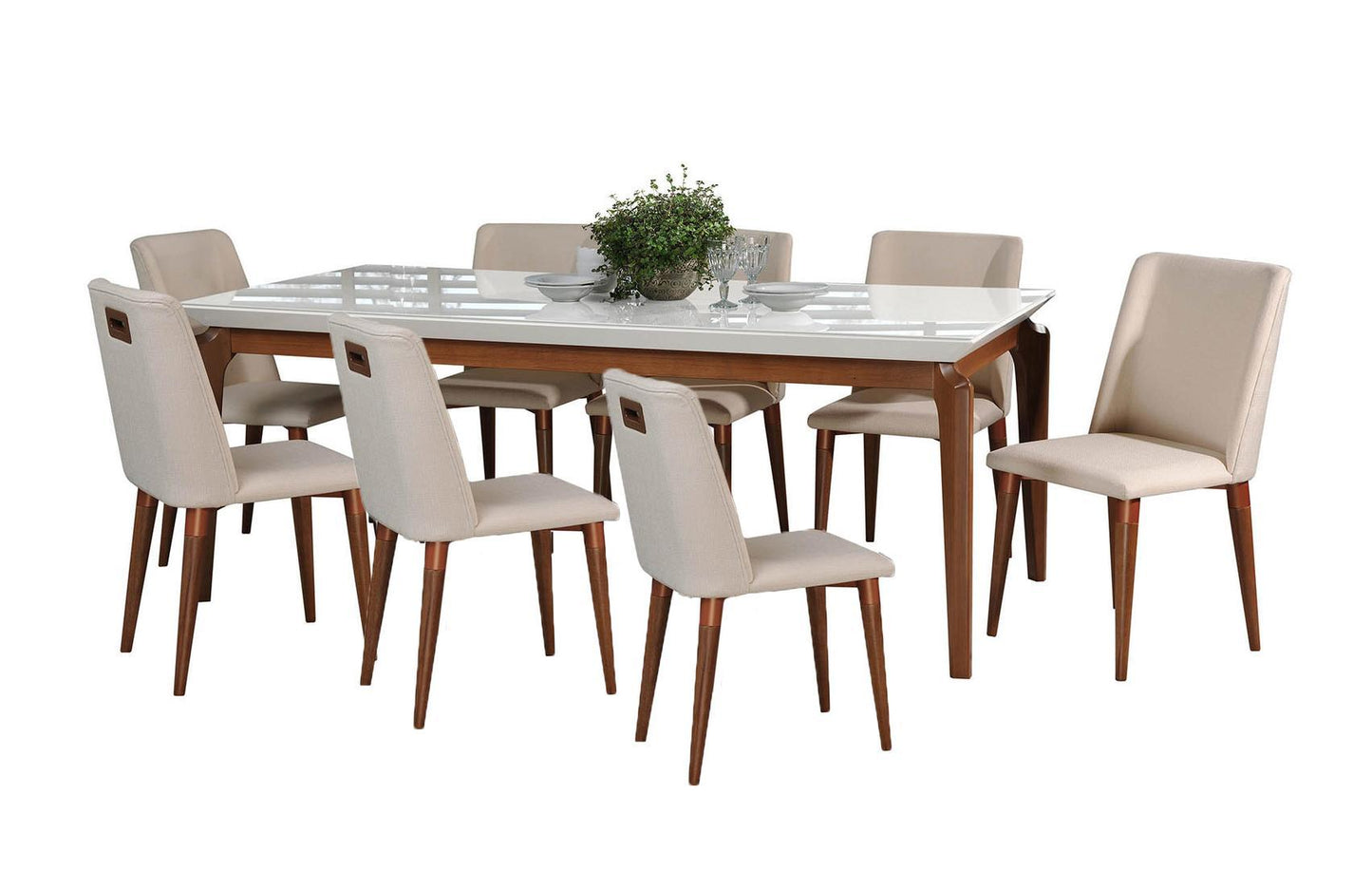 Manhattan Comfort 9-Piece Payson 82.67" and Tampa Dining Set with 8 Dining Chairs