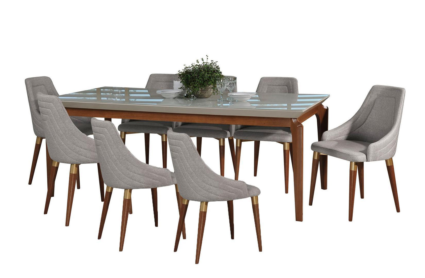 Manhattan Comfort 9-Piece Payson 82.67" and Utopia 2.0 Dining Set with 8 Dining Chairs