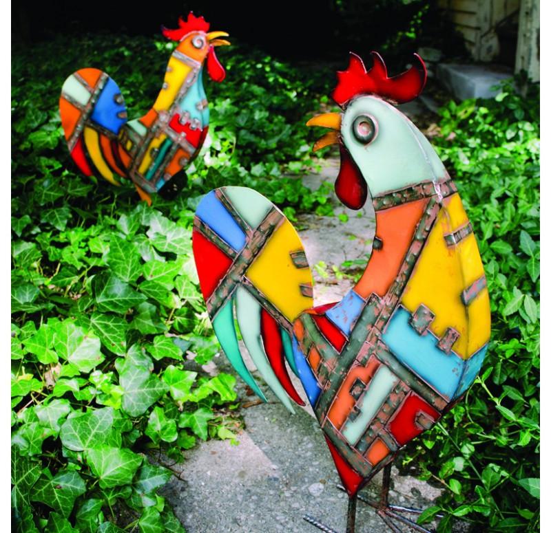 Gold Leaf Design Group Patchwork Art Roosters - Set Of 2