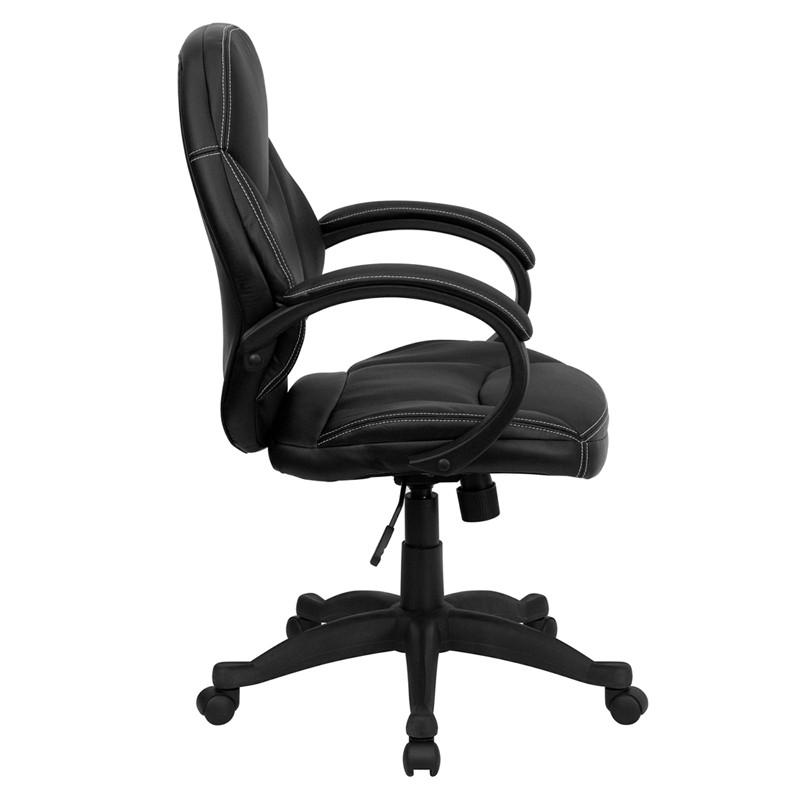 Flash Furniture Mid-Back Black Leather Contemporary Executive Swivel Office Chair