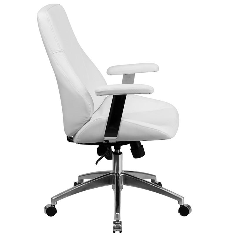 Flash Furniture Mid-Back White Leather Executive Swivel Office Chair