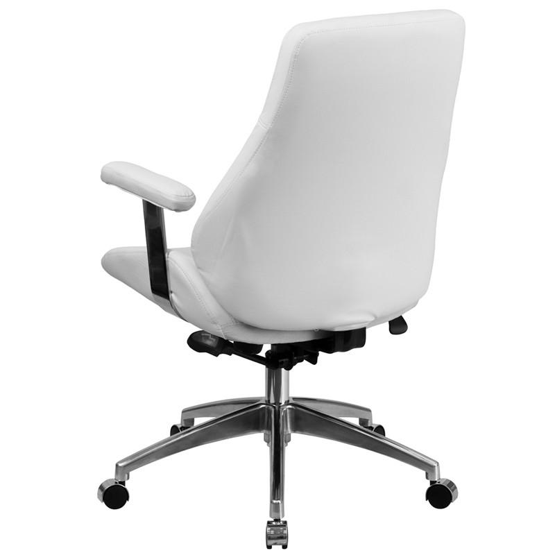 Flash Furniture Mid-Back White Leather Executive Swivel Office Chair