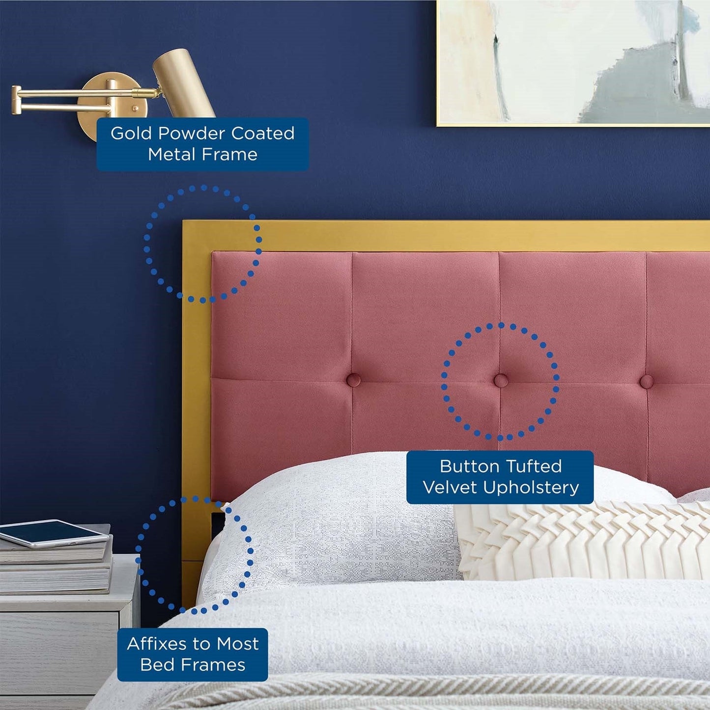 Modway Teagan Tufted Twin Performance Velvet Headboard | Headboards | Modishstore-12