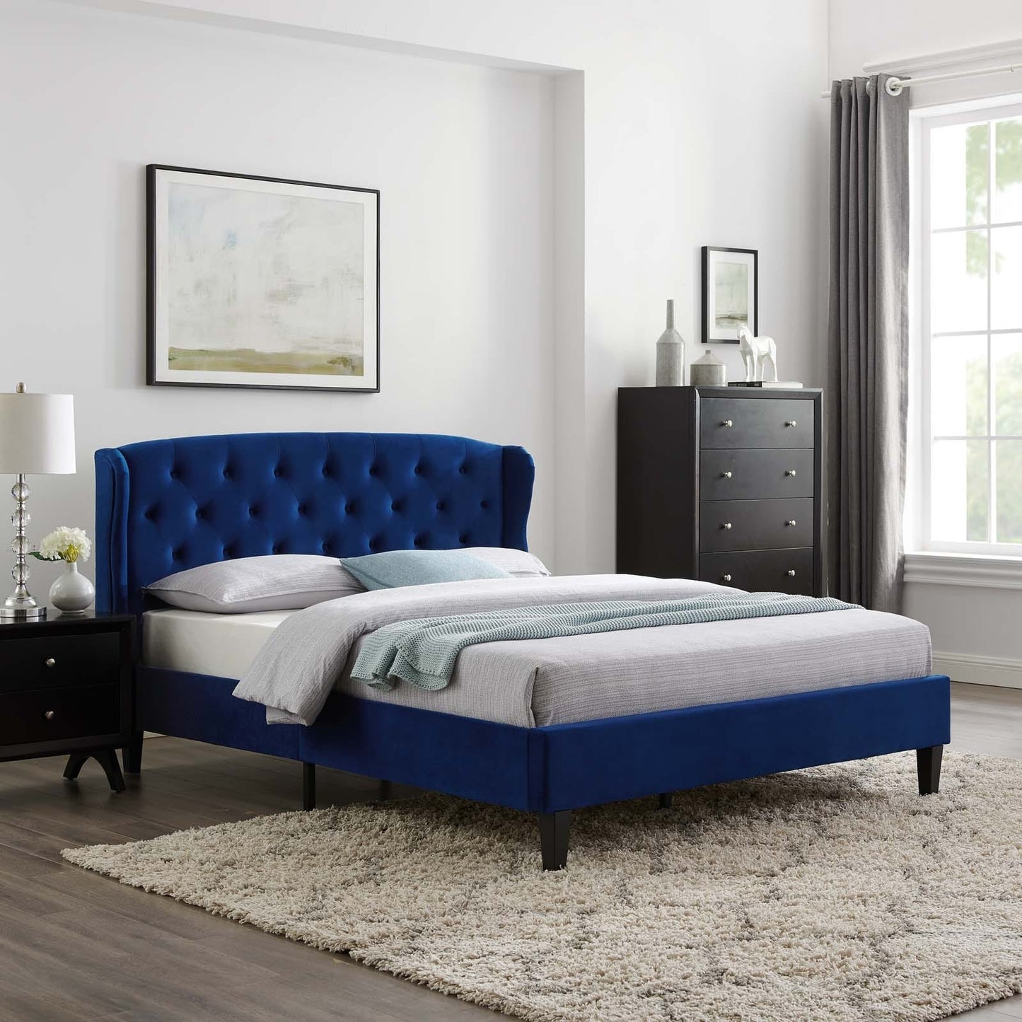Modway Penelope Tufted Wingback Queen Performance Velvet Platform Bed | Beds | Modishstore-9