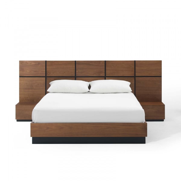 Modway Caima 3 Piece Queen Bedroom Set in Walnut | Bedroom Sets | 