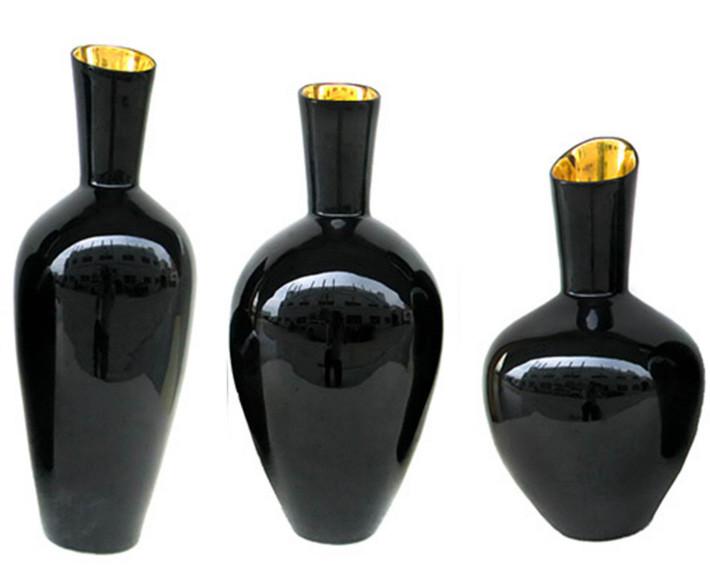 Tozai Home Noir Gold S/3 Decorative Vases