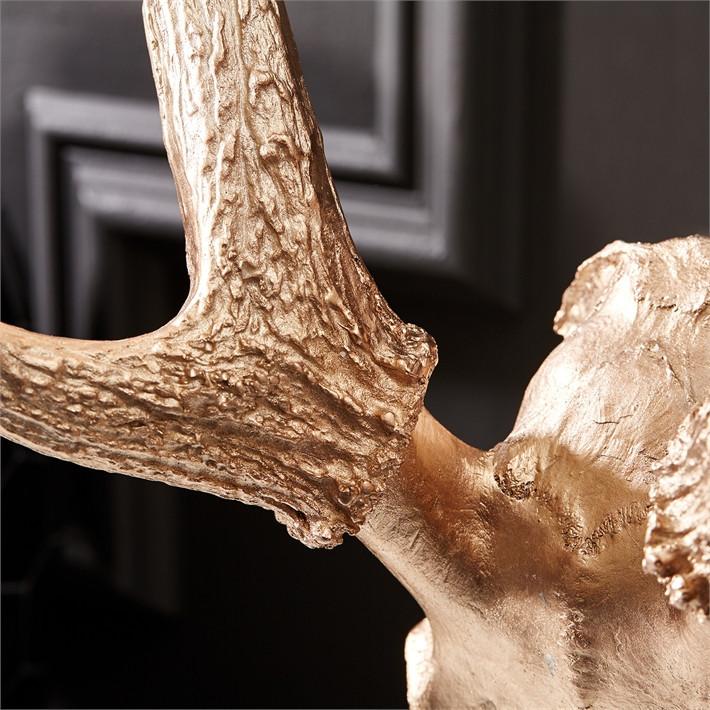 Tozai Home Soft Gold Deer Head on Stand Resin - Metal