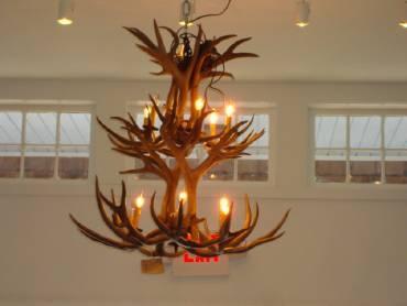 Antlerworx 8 Light Small Double Tiered Mule Deer Antler Chandelier (SKU-70S)