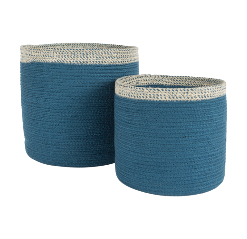 Gold Leaf Design Group Indigo Cylinder Basket - Set/2