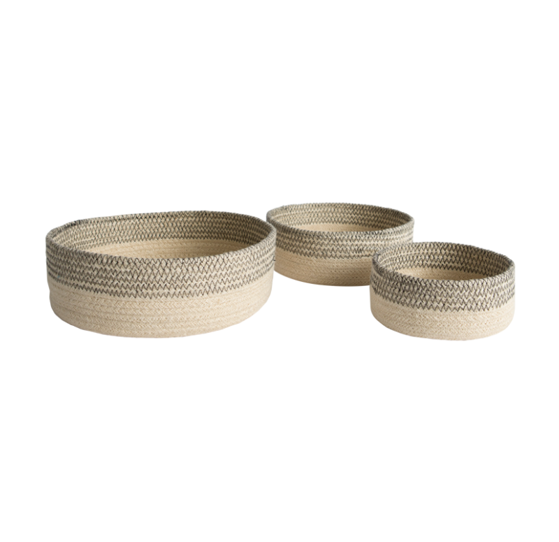 Gold Leaf Design Group Jute Low Cylinder Basket - Set/3