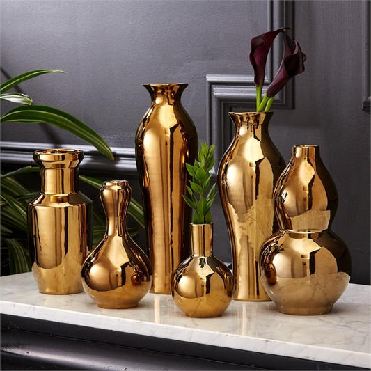 Tozai Home S/6 Traditional Golden Vases