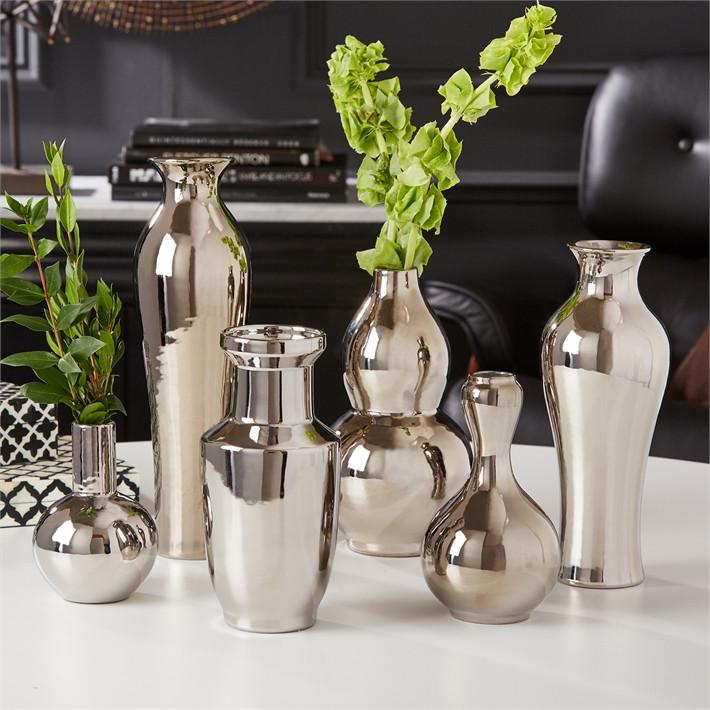 Tozai Home S/6 Tradional Silver Vases