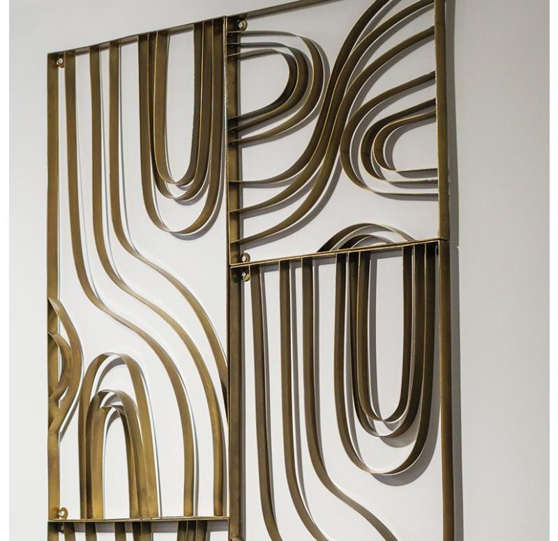 Gold Leaf Design Group Metal Wood Grain Panel - Set Of 2