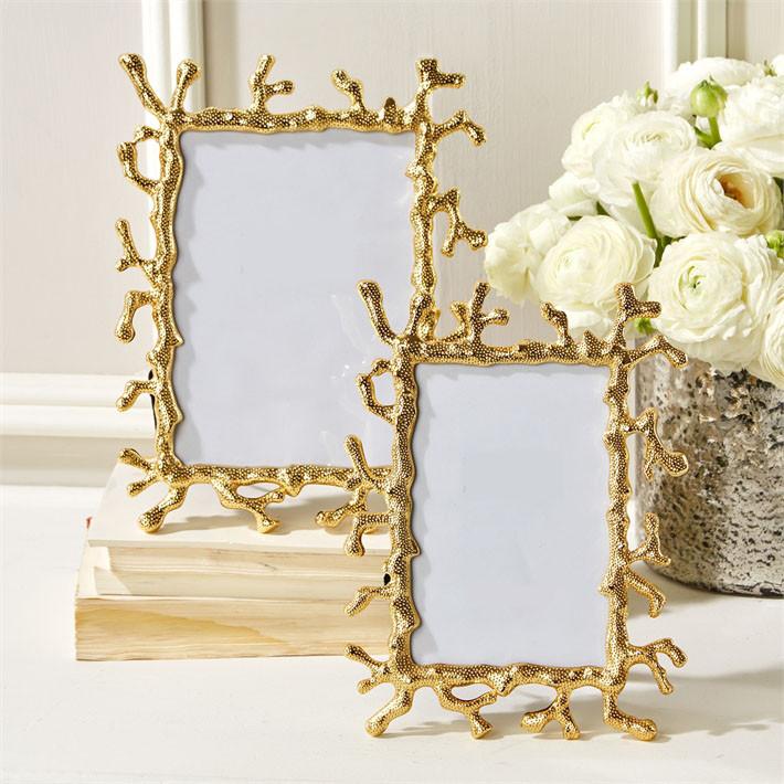 Tozai Home S/2 Golden Coral Photo Frames Metal