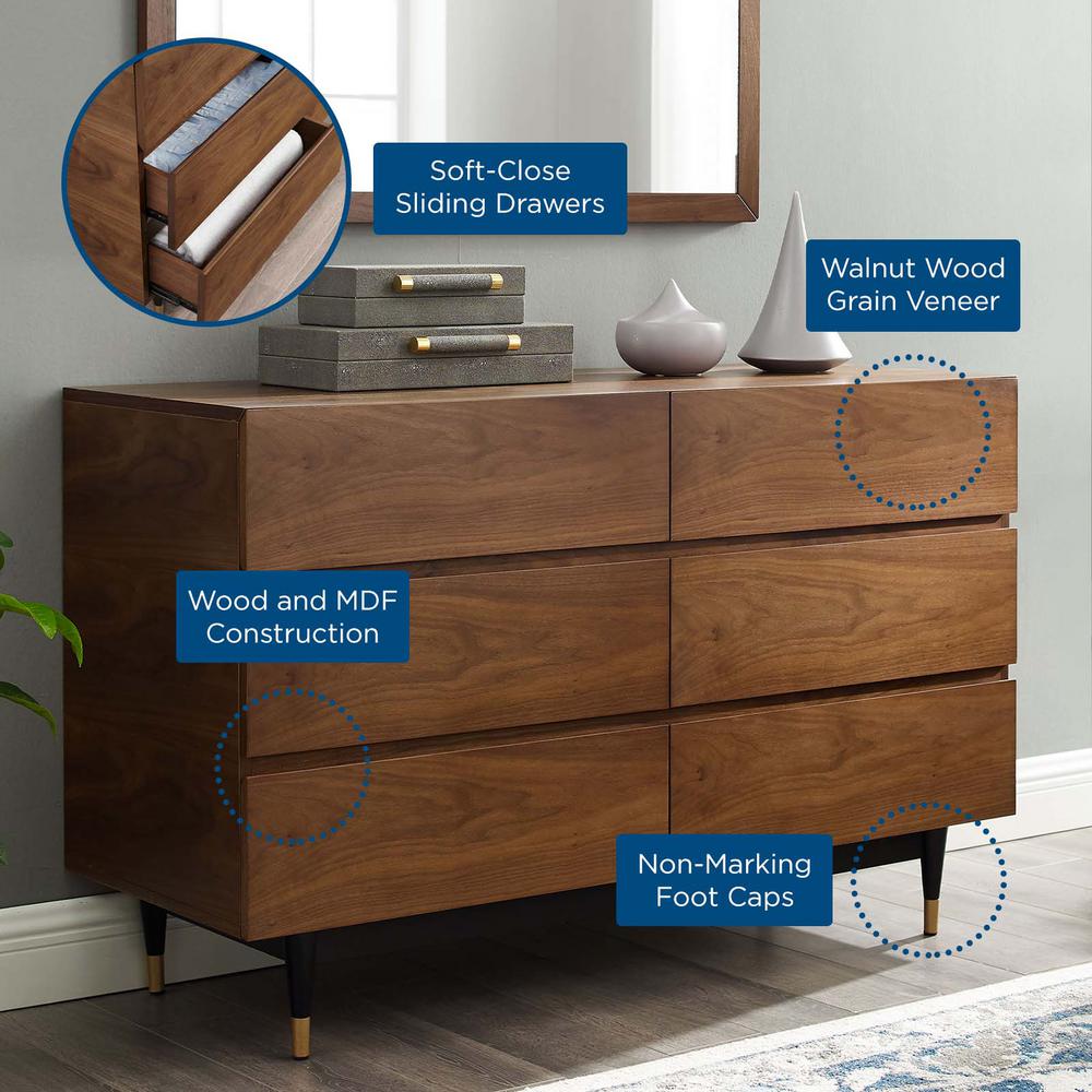 Modway Caima 6-Drawer Dresser in Walnut | Drawers | 