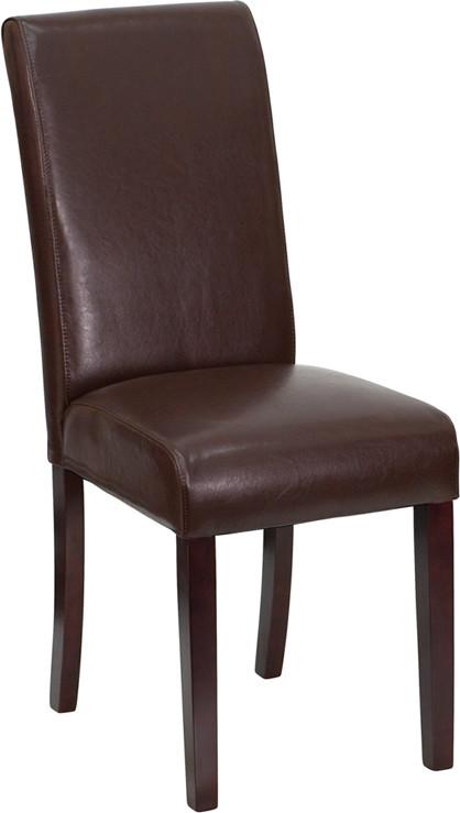 Flash Furniture Dark Brown Leather Upholstered Parsons Chair