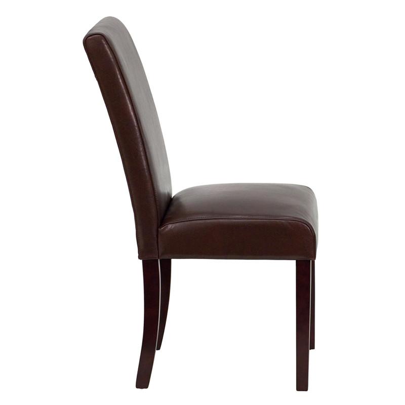Flash Furniture Dark Brown Leather Upholstered Parsons Chair