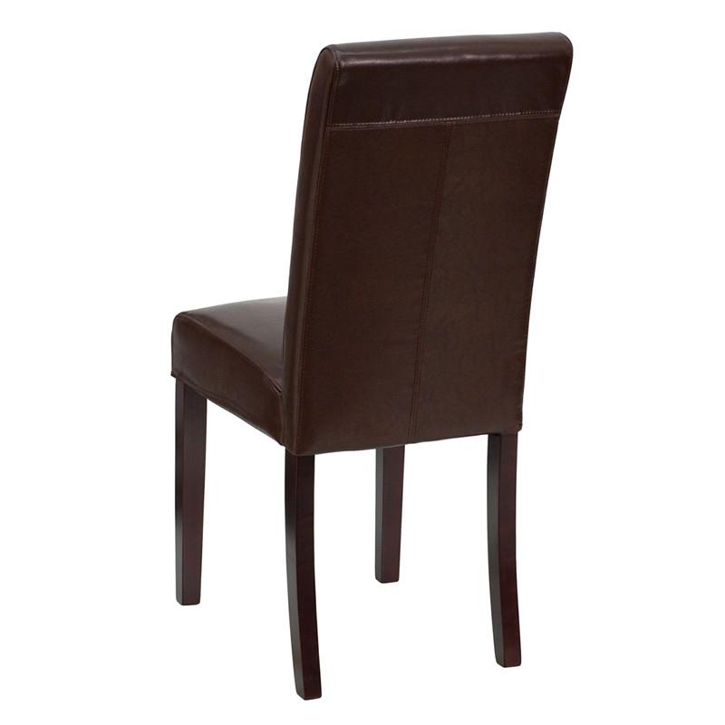 Flash Furniture Dark Brown Leather Upholstered Parsons Chair
