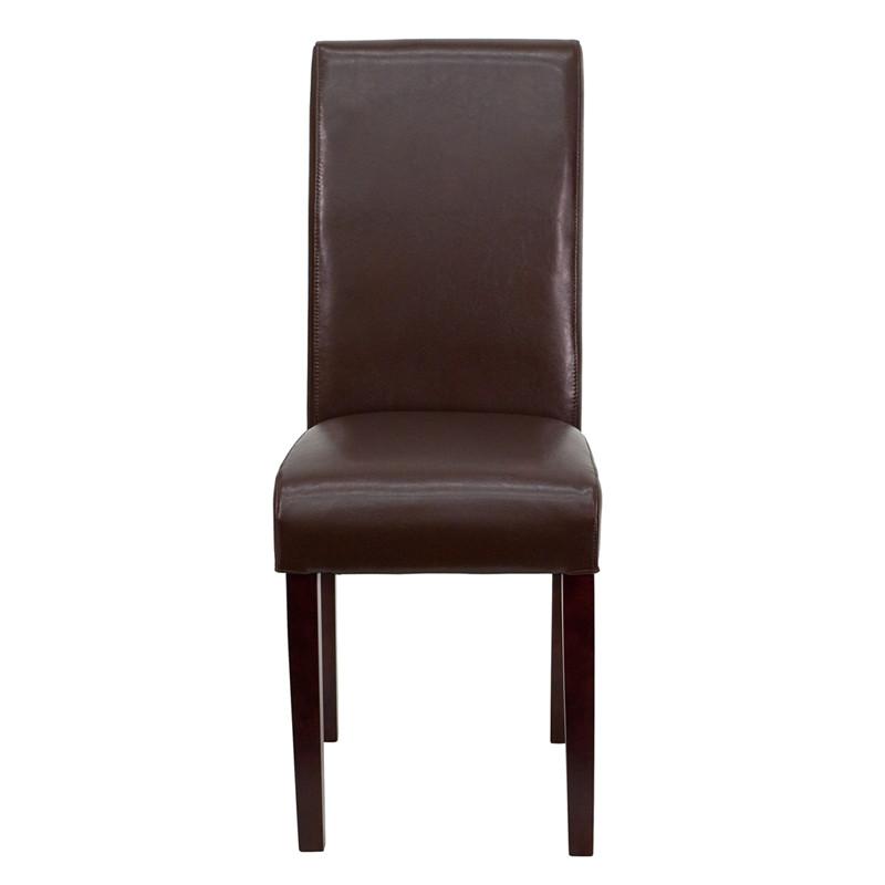 Flash Furniture Dark Brown Leather Upholstered Parsons Chair