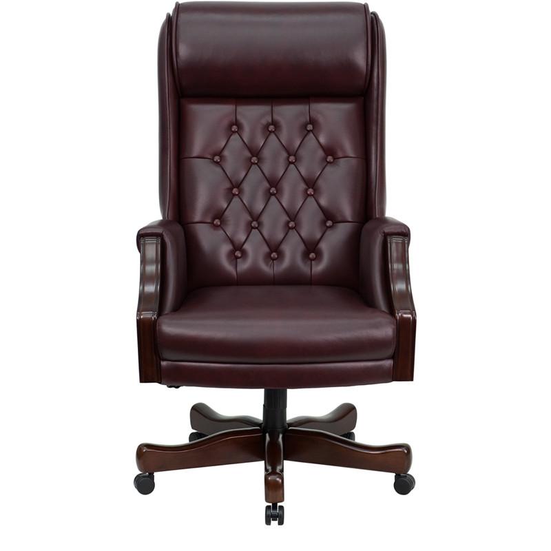 Flash Furniture High Back Traditional Tufted Burgundy Leather Executive Swivel Office Chair