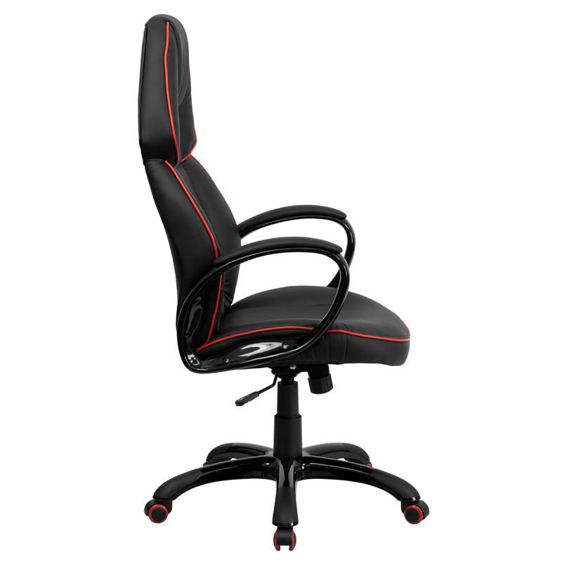 Flash Furniture High Back Black Vinyl Executive Swivel Office Chair With Red Pipeline Border