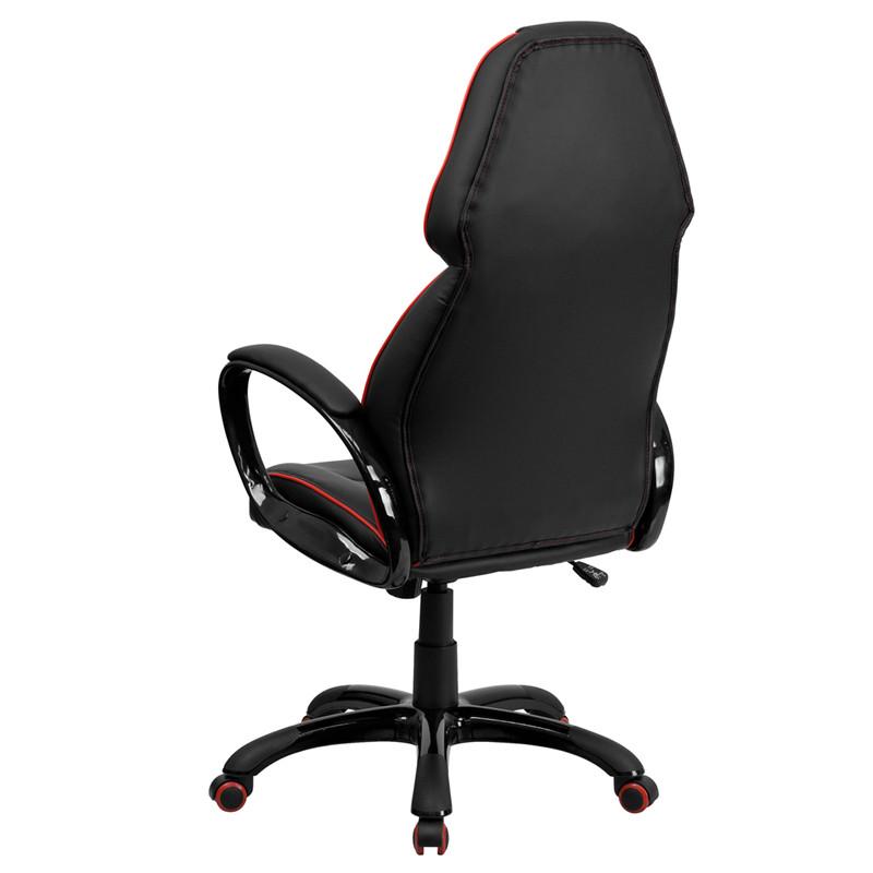 Flash Furniture High Back Black Vinyl Executive Swivel Office Chair With Red Pipeline Border